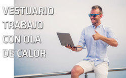 Icono Vestuario de verano formal Un hombre trabaja con un vestuario adaptado al calor