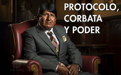 Icono simulación ficticia IA supuesto personaje Evo Morales vestido traje y corbata La corbata es un elemento importante en la forma de vestir de los hombres