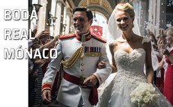 Icono boda Real de un país imaginario. IA Wedding. Pareja de recién casados salen de la iglesia después de ceremonia matrimonial