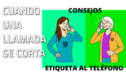 Icono qué hacer cuando se corta una llamada de teléfono Dos personas charlan por teléfono