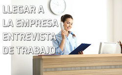 Icono entrevista de trabajo. Comportamiento al llegar a la empresa Una recepcionista comprueba las citas pendientes de entrevistas de trabajo