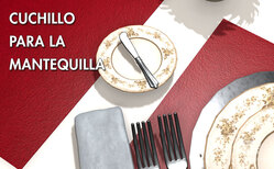 Icono El cuchillo para la mantequilla se coloca de forma distinta al resto de los cubiertos Es un cuchillo de pequeño tamaño y sin filo