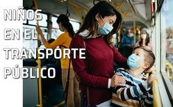 Icono Comportamiento niños transporte público Madre con su hijo en un transporte público
