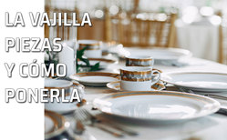 Icono Piezas de una vajilla y cómo colocarla en la mesa Vajilla elegante puesta en una mesa