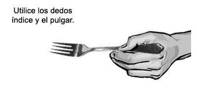 Forma de tomar el tenedor.