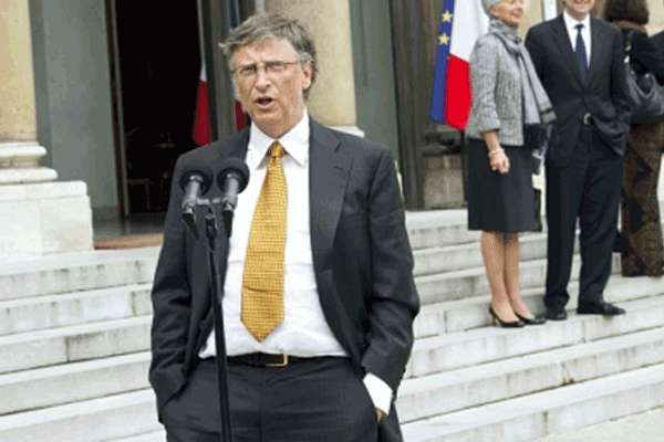 Bill Gates. Rueda de prensa de Bill Gates con motivo de su visita a Francia.