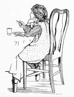 En la mesa Imagen del libro 'Verses for Grannie. Suggested by the children ... Illustrated by D. A. H. Drew'. The British Gallery.