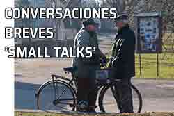 Icono conversaciones breves Samll talks. Conversaciones breves. Temas para iniciar una conversación. Dos señores conversando