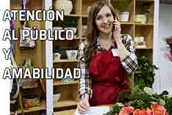 Icono atención al público Atención al público. Educación y buenos modales en el trato con clientes. Mujer atiende un pedido al teléfono