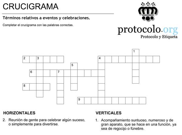 Crucigrama. Eventos y celebraciones.