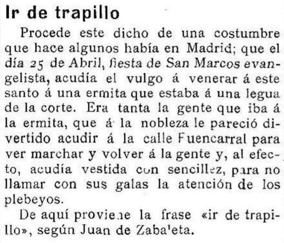 Texto ir de trapillo. Texto ir de trapillo