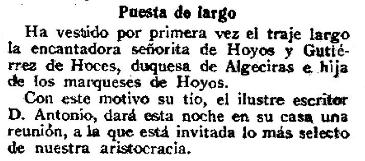 Puesta de largo. Nota prensa - Puesta de largo