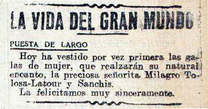 Puesta de largo. Nota prensa - Puesta de largo