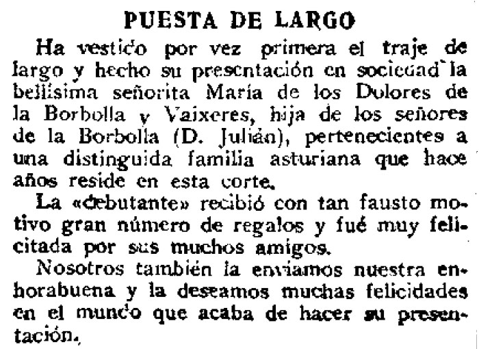 Puesta de largo. Nota prensa - Puesta de largo
