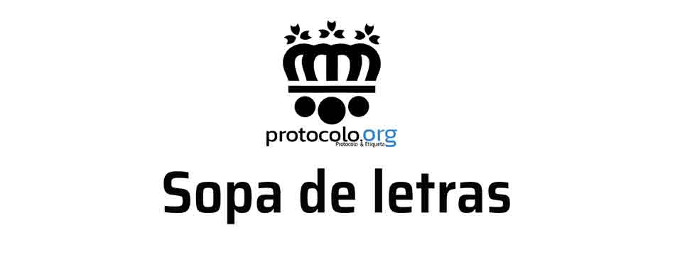 Sopa de letras. Pasatiempos de protocolo. Sopa de letras