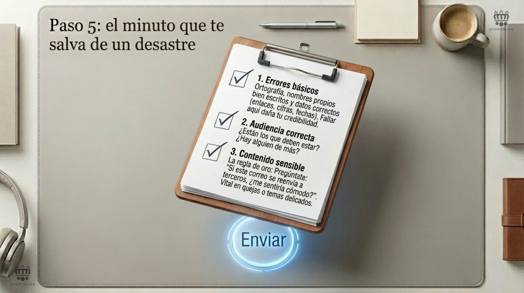 Repasar el correo antes de enviarlo es muy importante. El repaso evita errores y mejora nuestra imagen