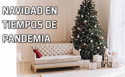 Icono Navidad Covid19 Arbol de Navidad con regalos