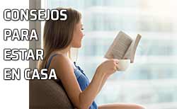 Icono Consejos para estar en casa Leer un libro tranquilamente en casa