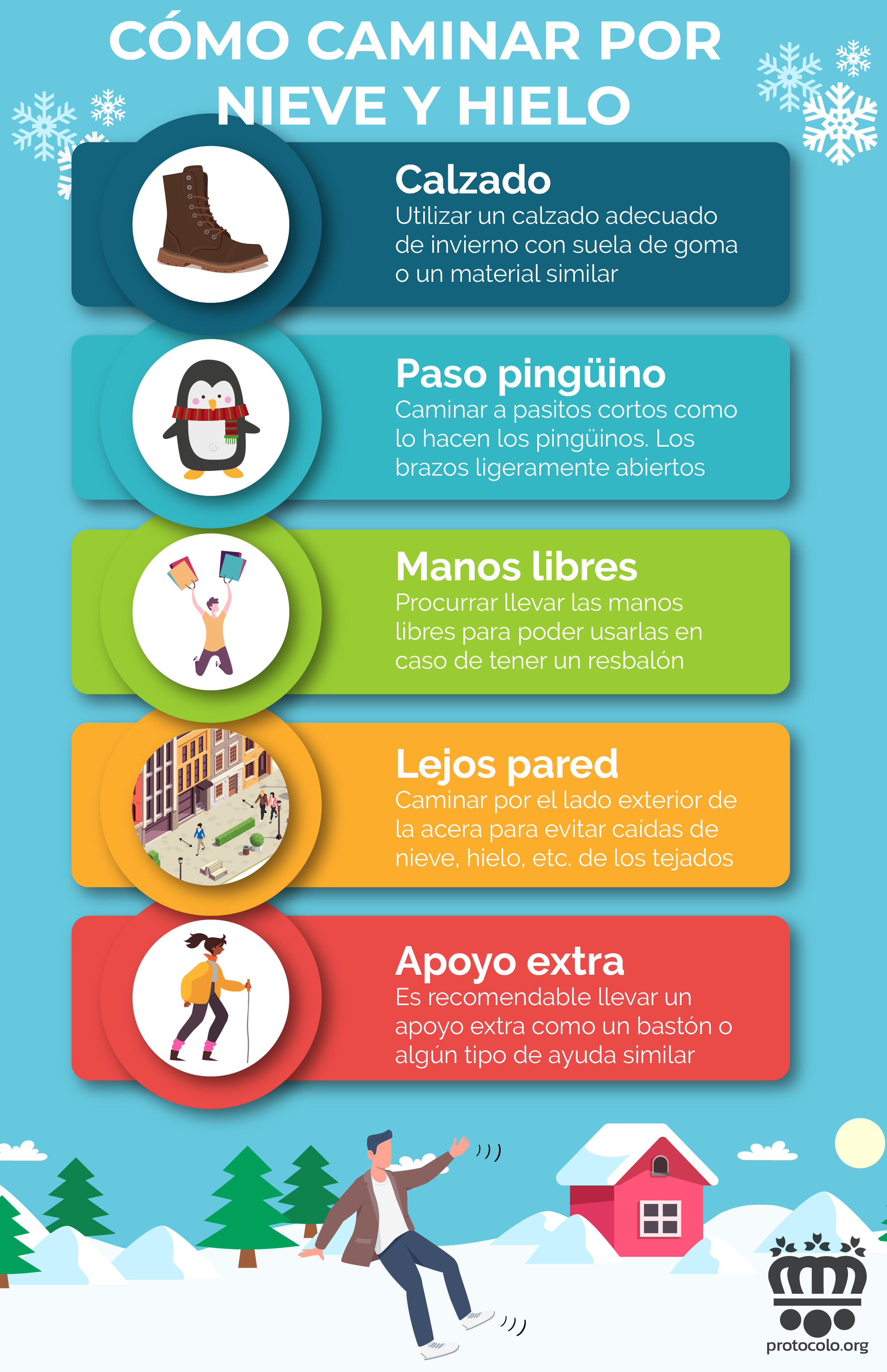 5 consejos importantes para caminar por una acera helada, resbaladiza o con nieve