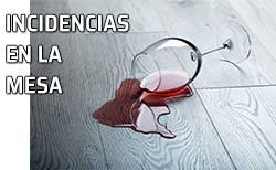 Icono incidencias en la mesa Derramar vino. Un pequeño accidente en la mesa
