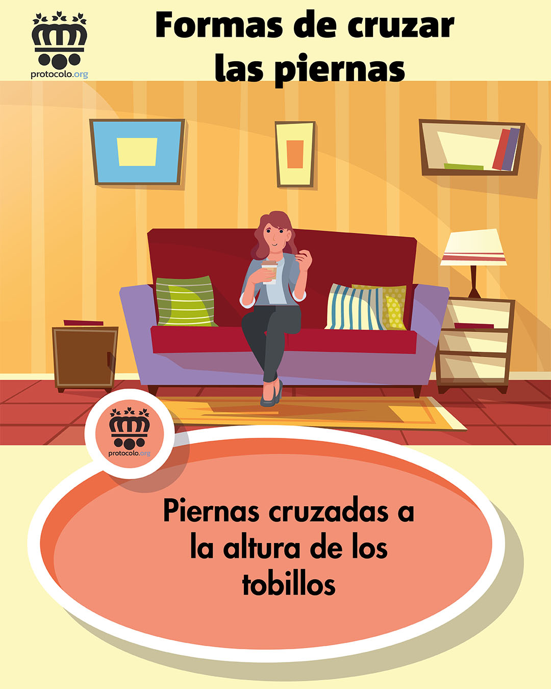 Cruzar piernas sentado. Cruzar las piernas a la altura de los tobillos