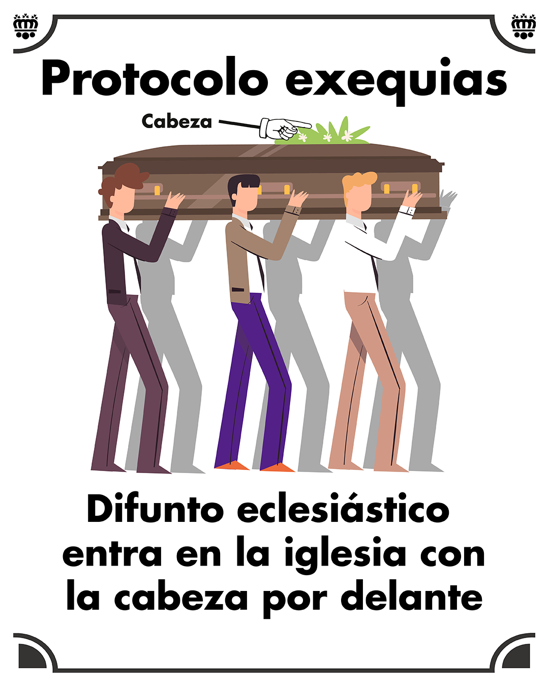 Difunto eclesiástico entra en la iglesia con la cabeza por delante
