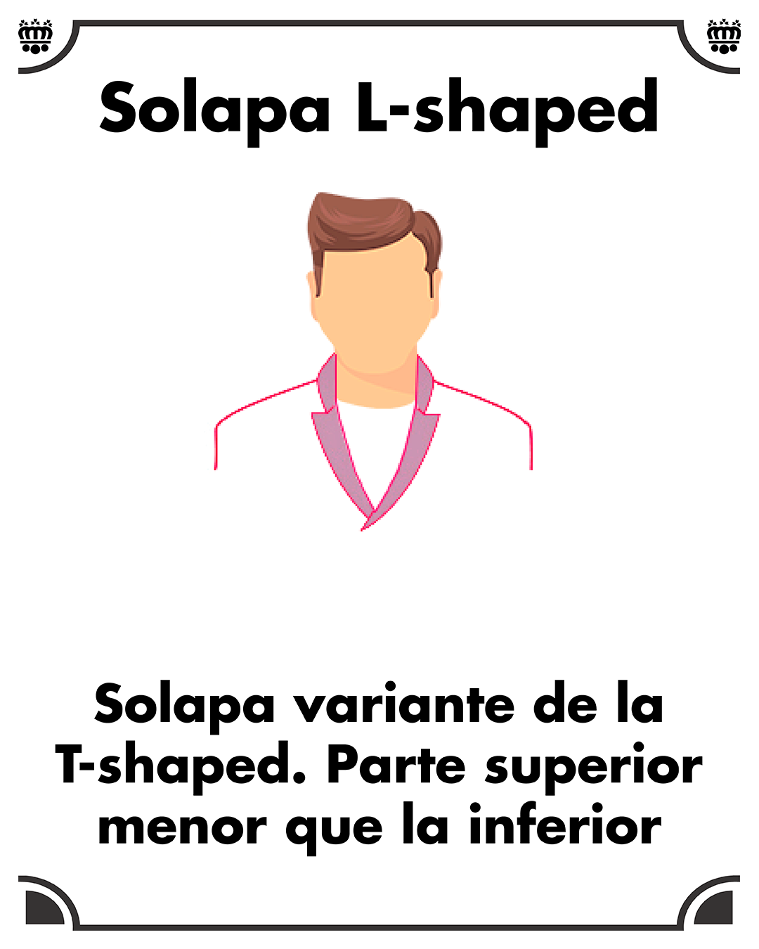 Solapa L-shaped. Solapa cuyo corte se asemeja a una L