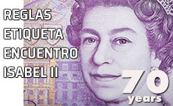 Icono Reglas etiqueta encuentro Isabel II Imagen de la reina Isabel II en un billete de curso legal del Reino Unido