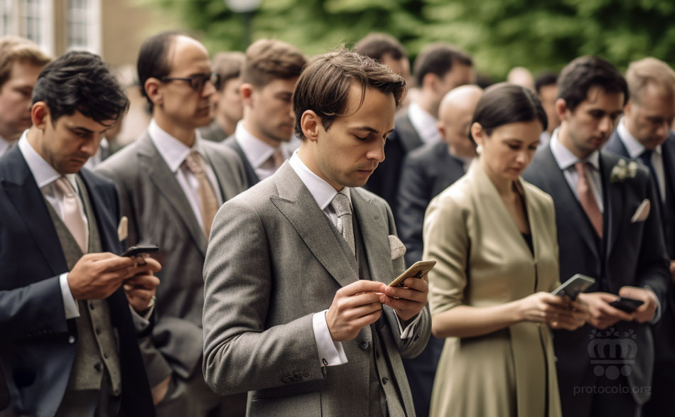 Los teléfono móviles no deben utilizar durante una ceremonia o recepción de boda. Es posible que haya invitados que sea reacios a dejar su teléfono móvil apagado