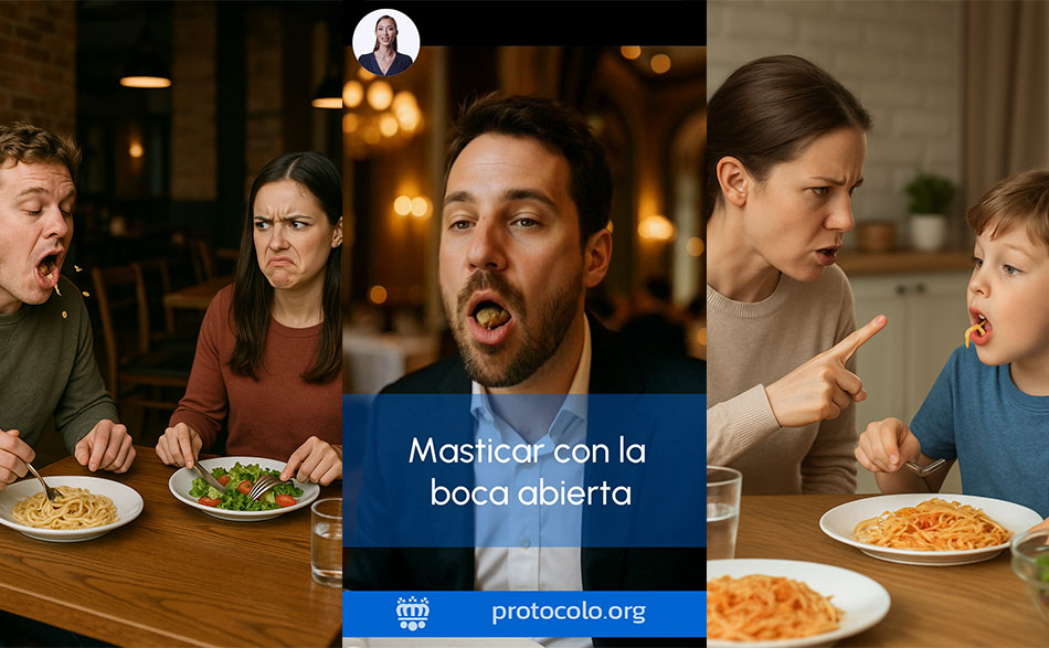 Comer con la boca abierta es uno de los gestos de más mala educación que se pueden tener en la mesa. Masticar y no abrir la boca es una regla básica que todo el mundo debería saber y aplicar
