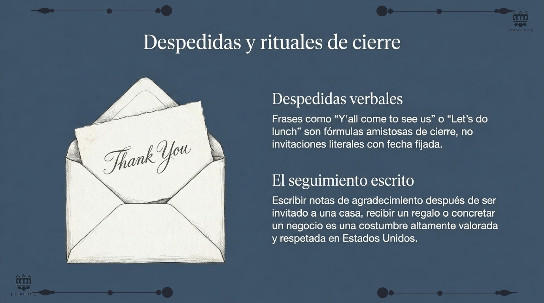 Las despedidas verbales y los agradecimientos por escrito
