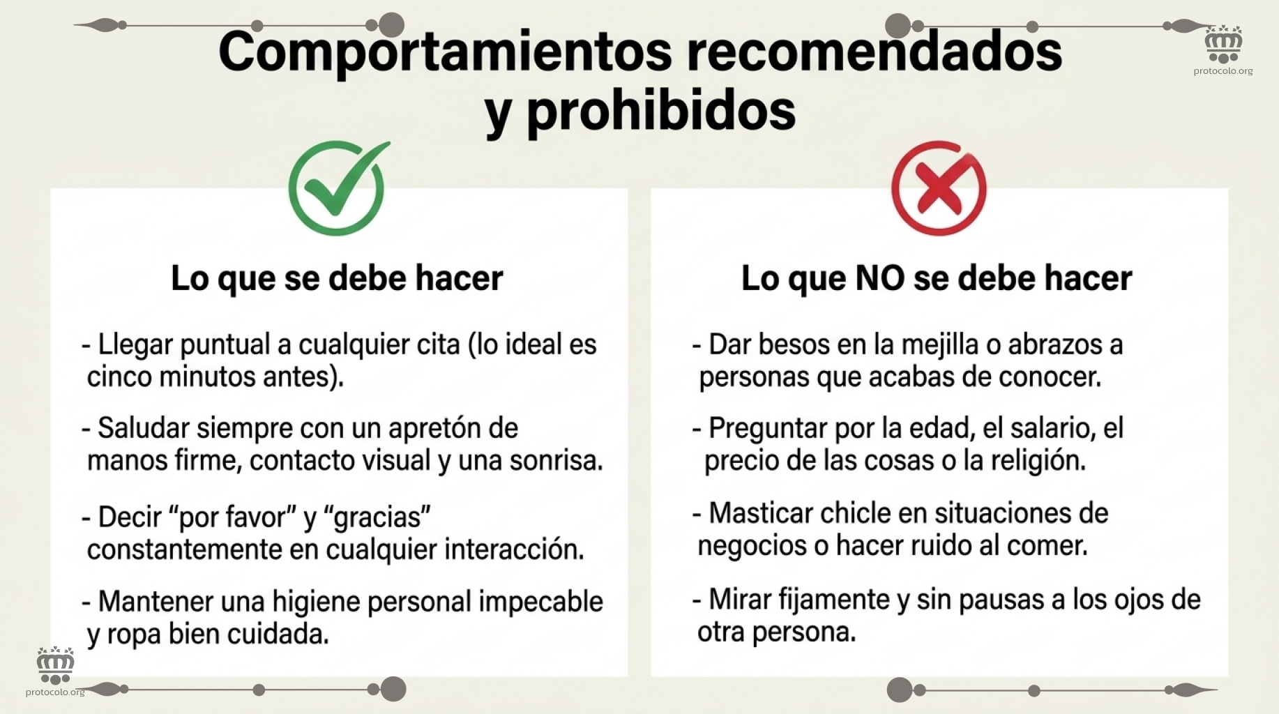 Lo que se debe hacer y lo que no se  debe hacer