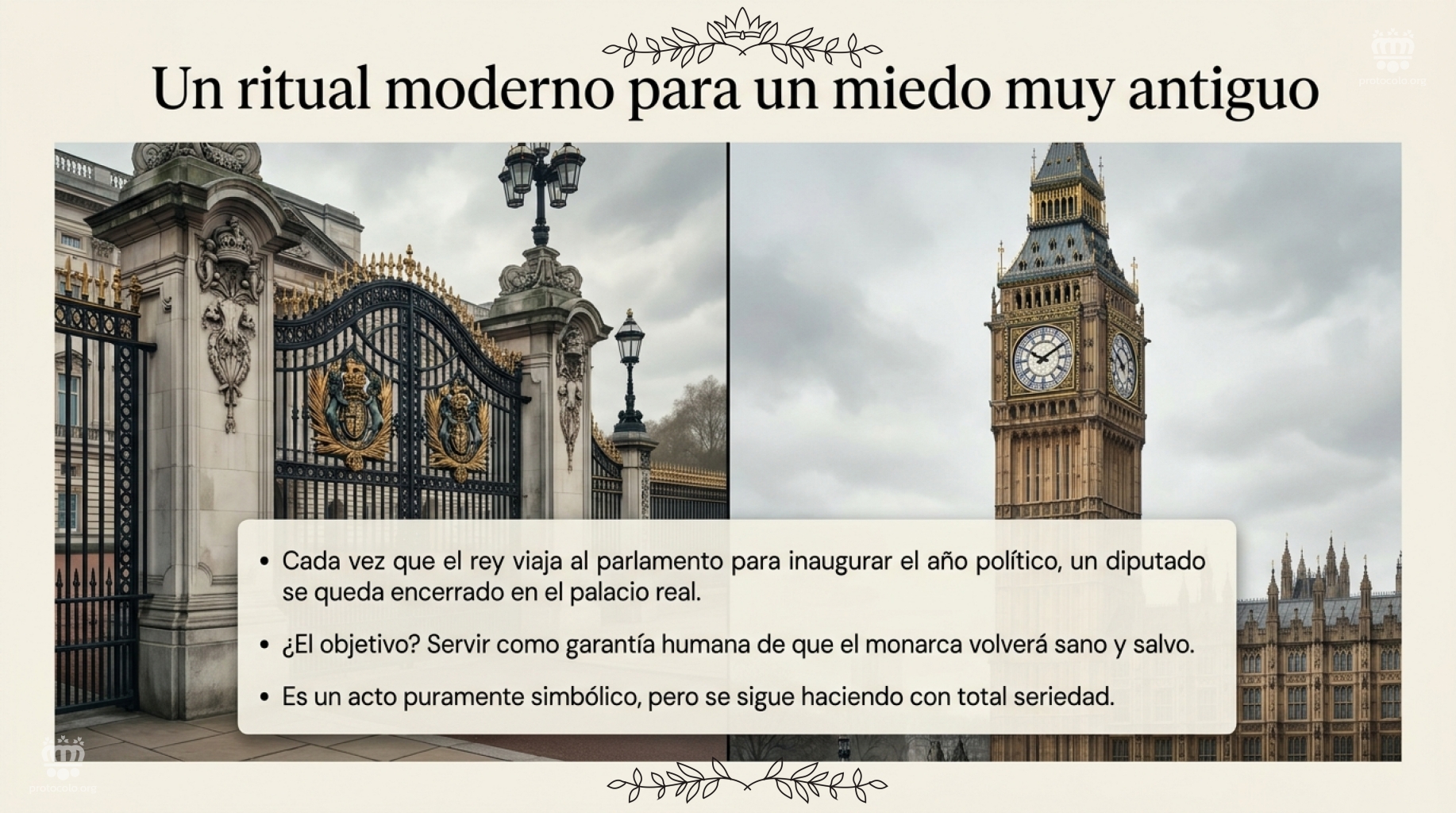 Un ritual noderno para un miedo antiguo. La garantía humana de que el rey volverá sano y salvo