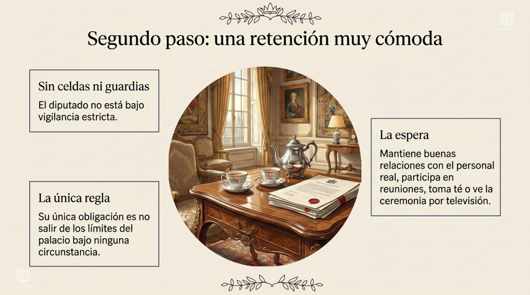 Segun paso: una estancia muy cómoda. Su única obligación es no salir de los límites del palacio