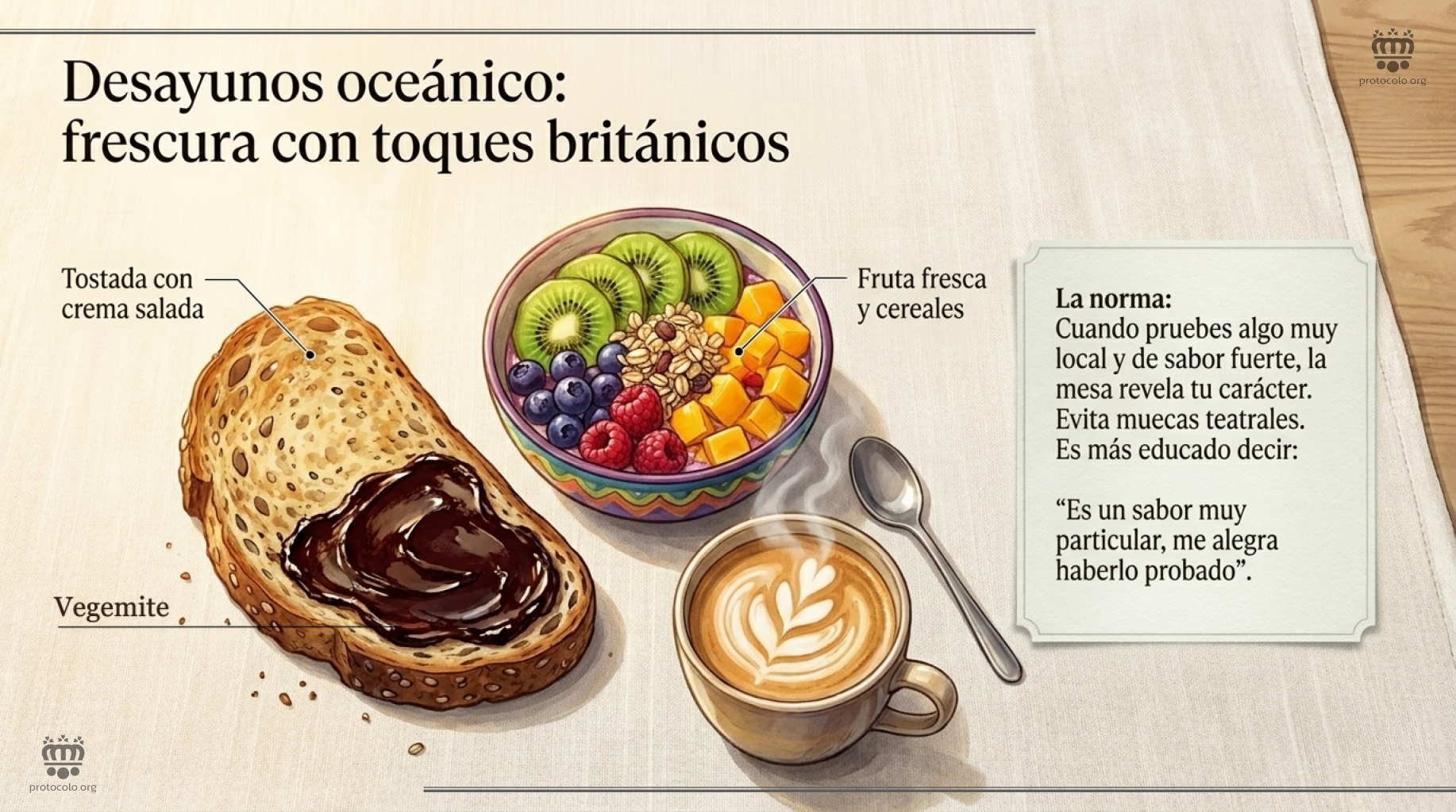 Alimentos variados con su típico Vegemite