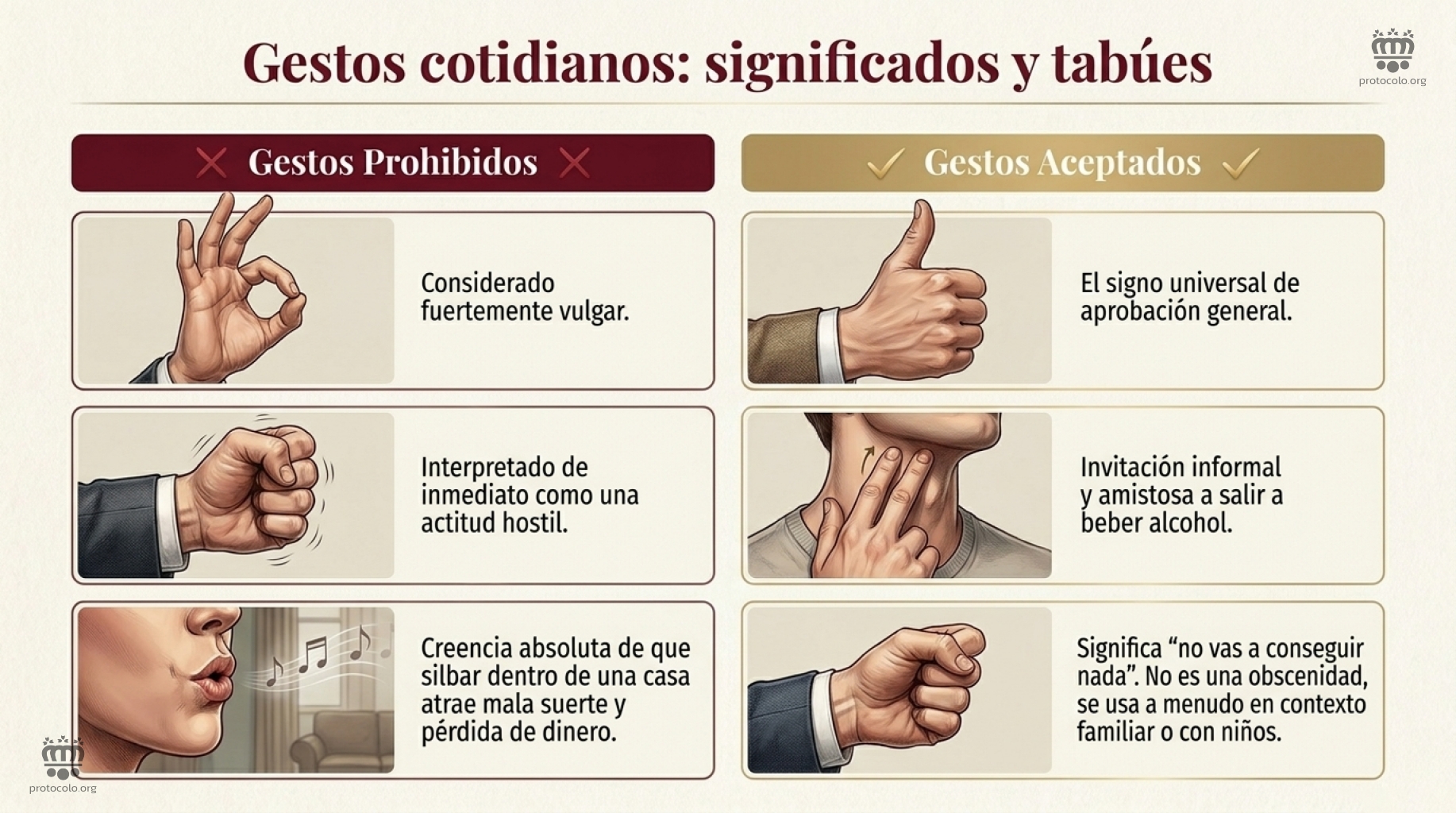 Cuáles son los gestos prohibidos y los gestos aceptados