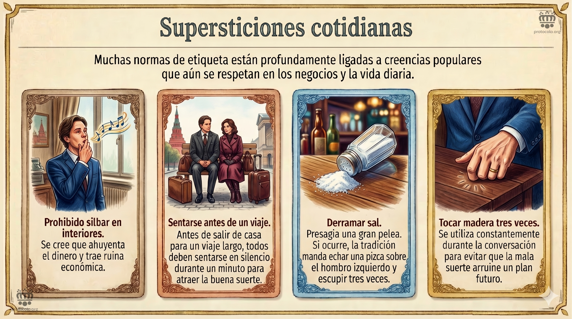 Muchas de las normas de etiqueta están ligadas a cuestiones de creencias populares