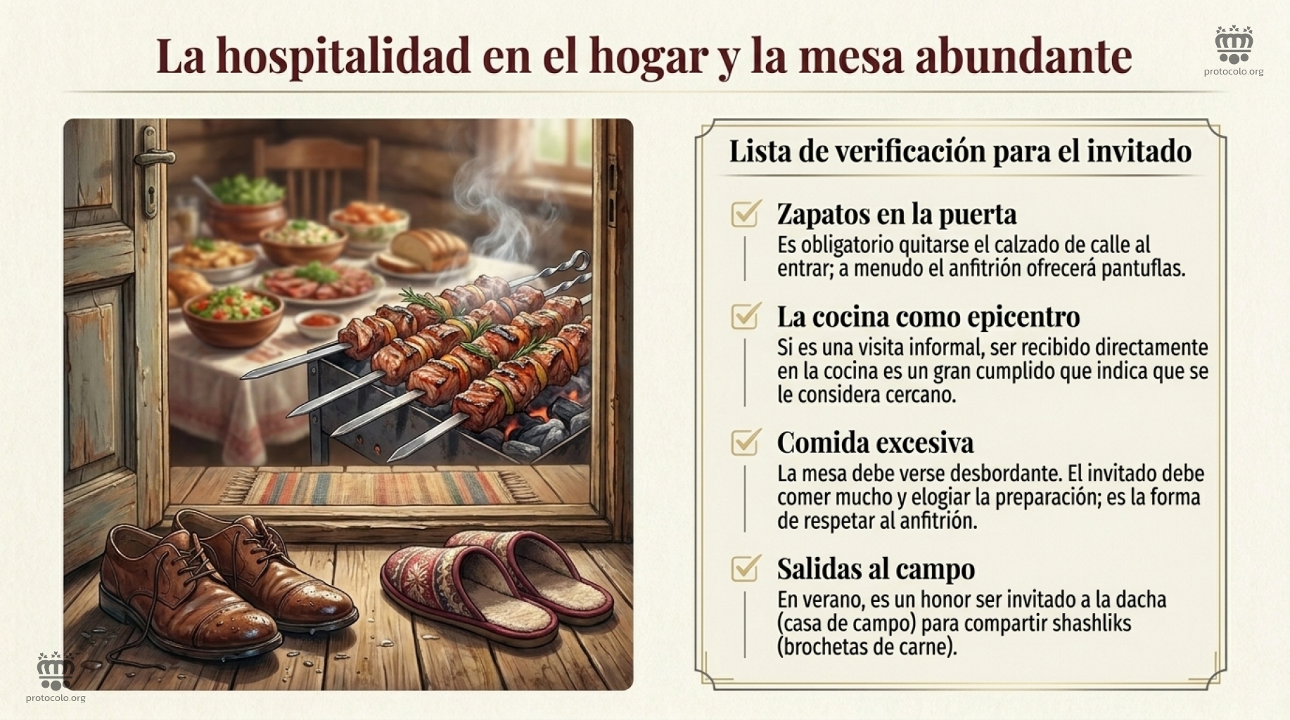 Los zapatos en la puerta y llevar un regalo para los anfitriones