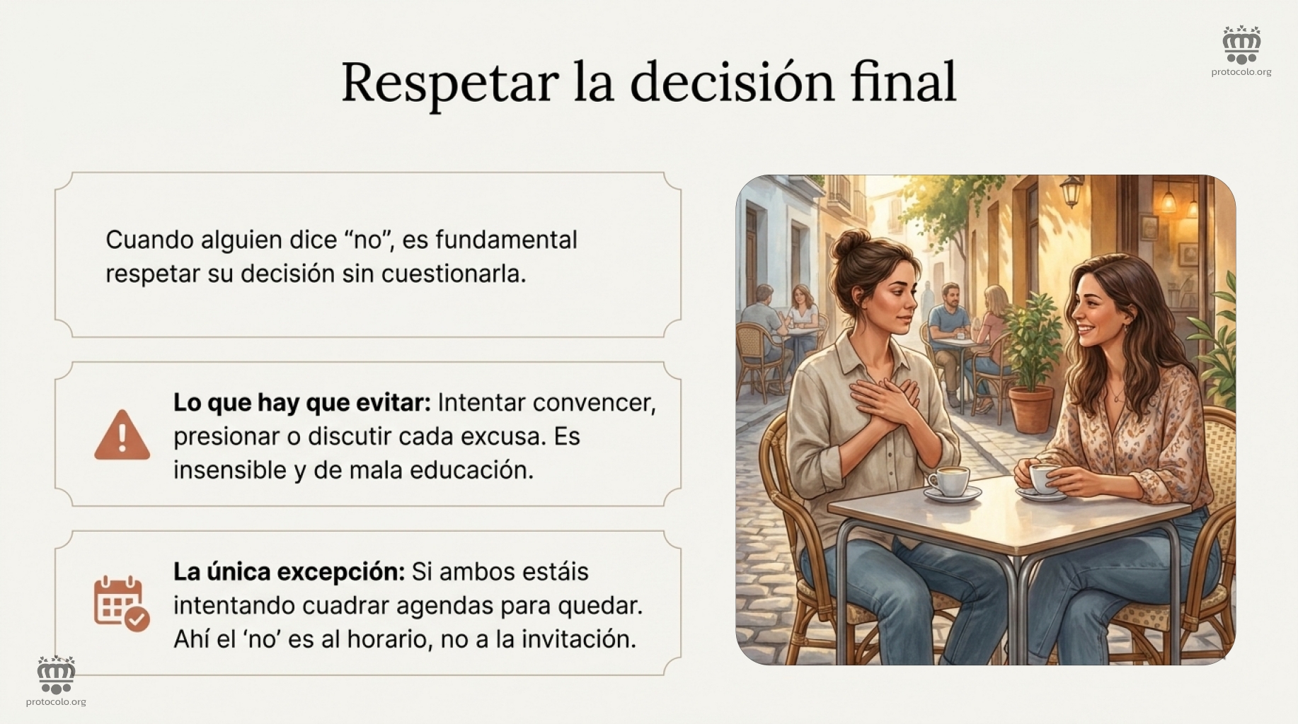 Cuando alguien dice no es fundamental respetar su decisión sin cuestionarla
