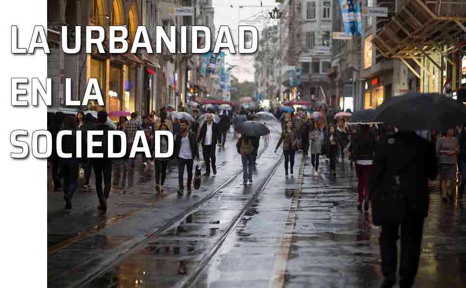 Urbanidad y sociedad. Calle transitada. Urbanidad y sociedad