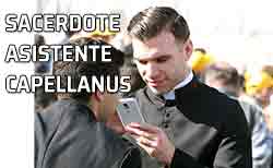 Icono sacerdote asistente Sacerdote mirando su teléfono móvil-celular