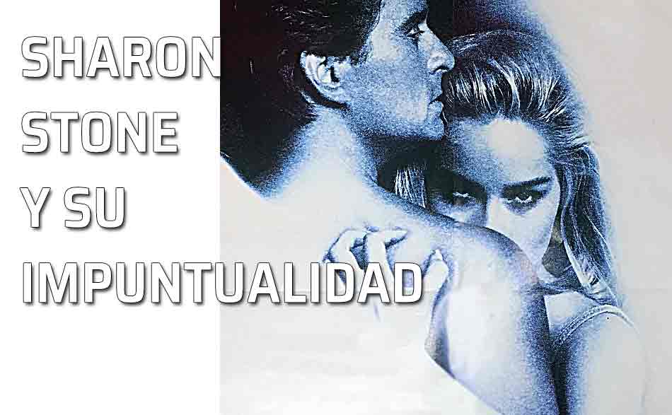 Impuntualidad Sharon Stone. Trozo cartel película Instinto Básico