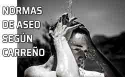 Chico bañándose. Normas de aseo según Carreño