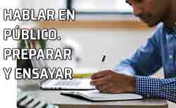 Icono hablar en público. Preparación Estudiando. Hablar en público: preparar la intervención previamente