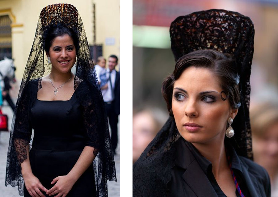 Damas de mantilla. Damas de mantilla