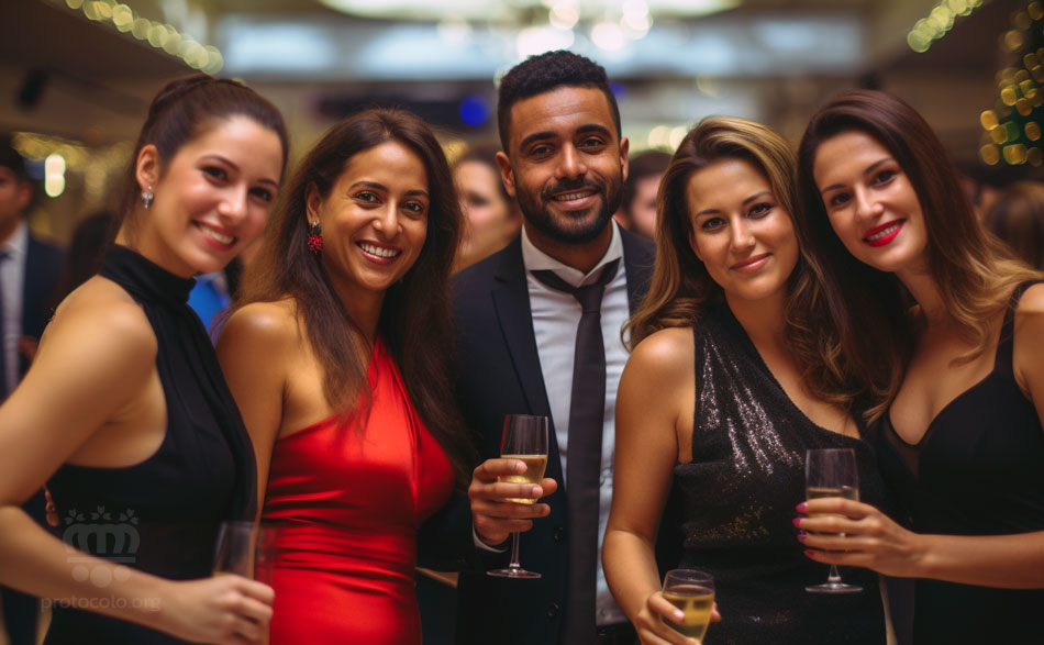 En la fiesta de empresa no se suele indicar una etiqueta determinada. El vestuario para la fiesta de Navidad de la empresa se suele dejar al gusto de cada cual