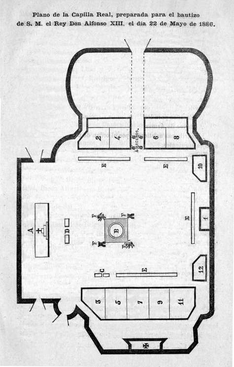 Plano Capilla Real. Plano Capilla Real. Bautizo de S.M. Don Alfonso XIII.
