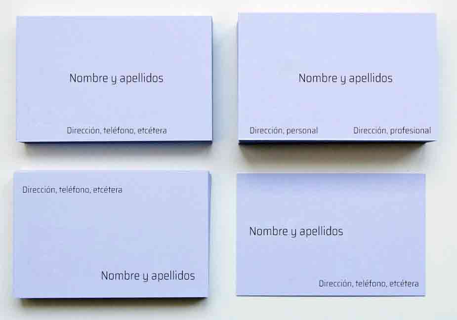 Tarjets de visita personales. Modelos de tarjetas de visita personales