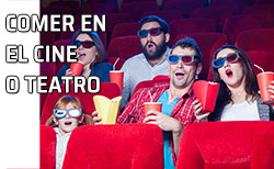 Icono comer cine o teatro Familia comiendo palomitas y bebida en el cine