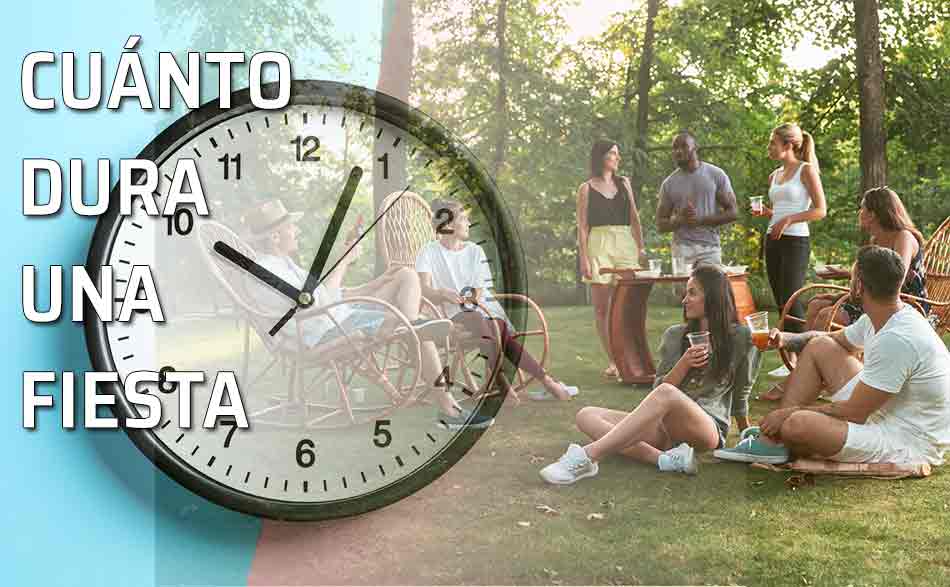 Cuánto tiempo dura una fiesta. Varios amigos se divierten durante un celebración